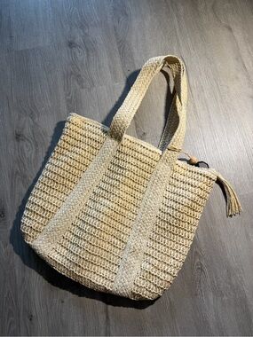 Woven Straw Tote Bag - Natural